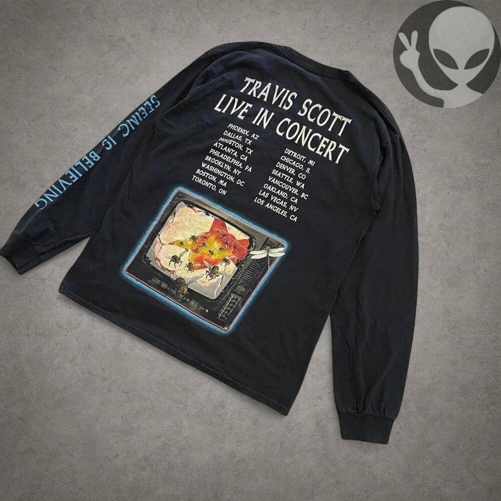 Travis Scott Seeing Is Believing Medium Long Sleeve T 2017 USA Tour Cactus Jack - Picture 2 of 6